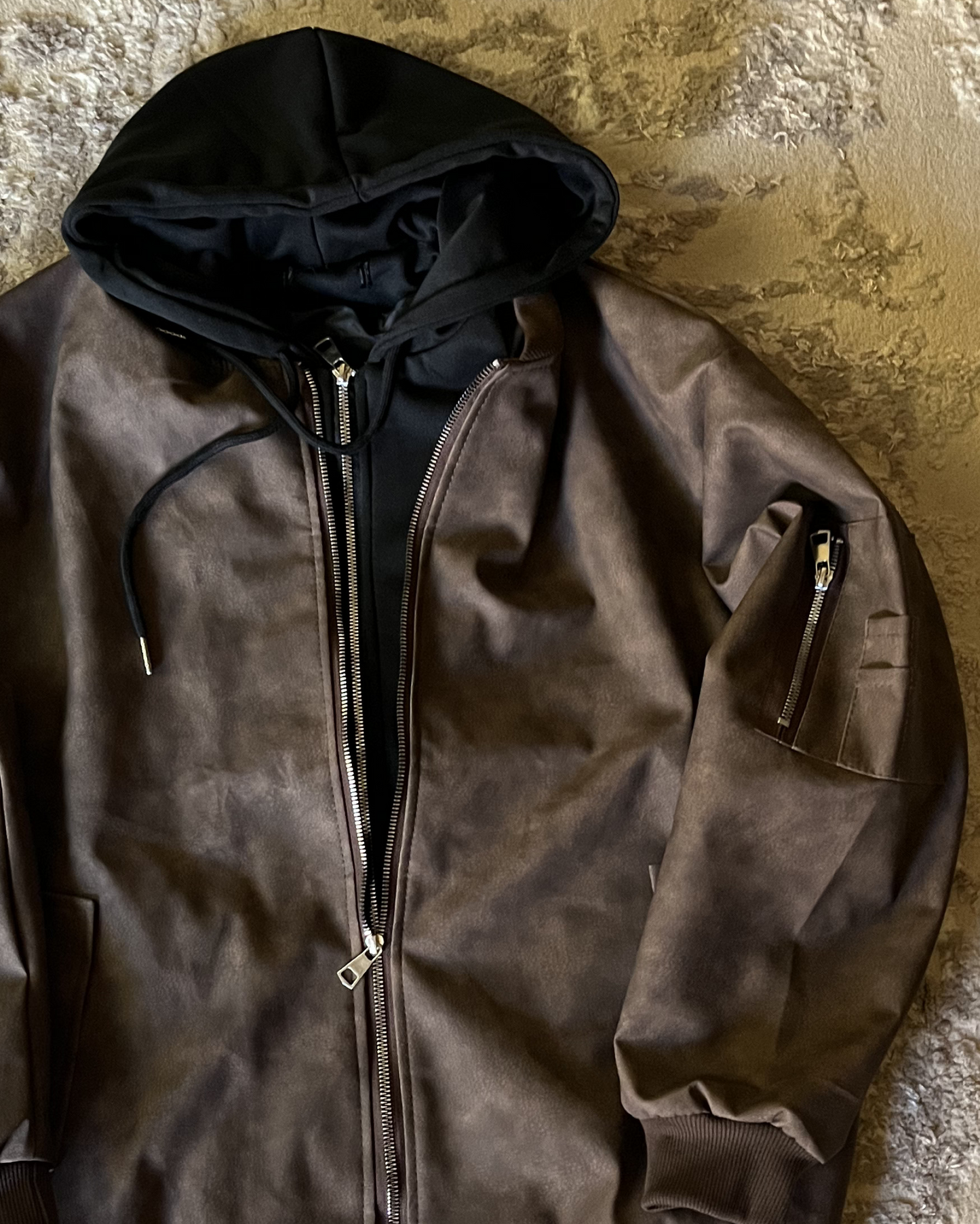V2 espresso brown hooded jacket