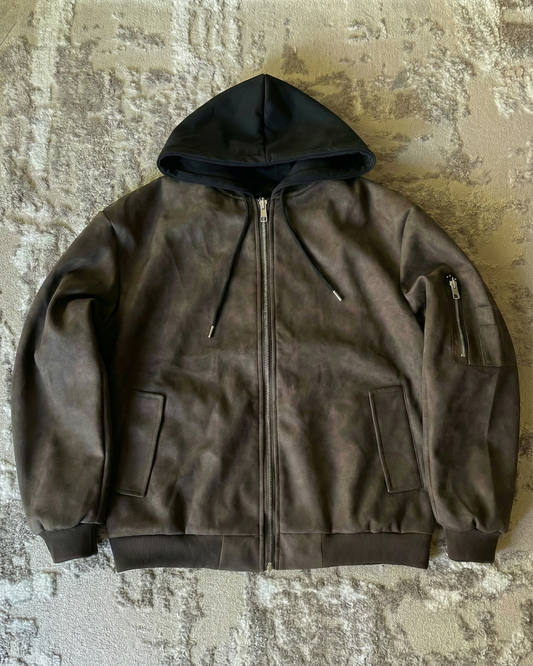 V2 espresso brown hooded jacket