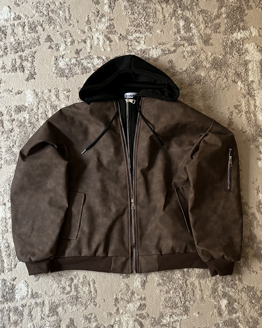 V2 espresso brown hooded jacket