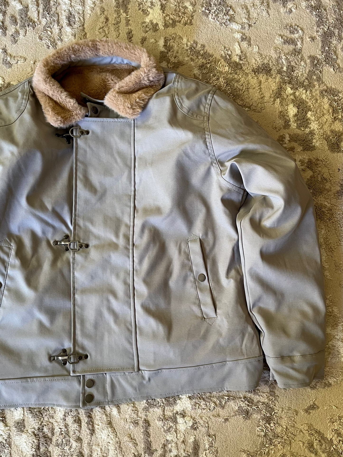 V2 beige toggle jacket