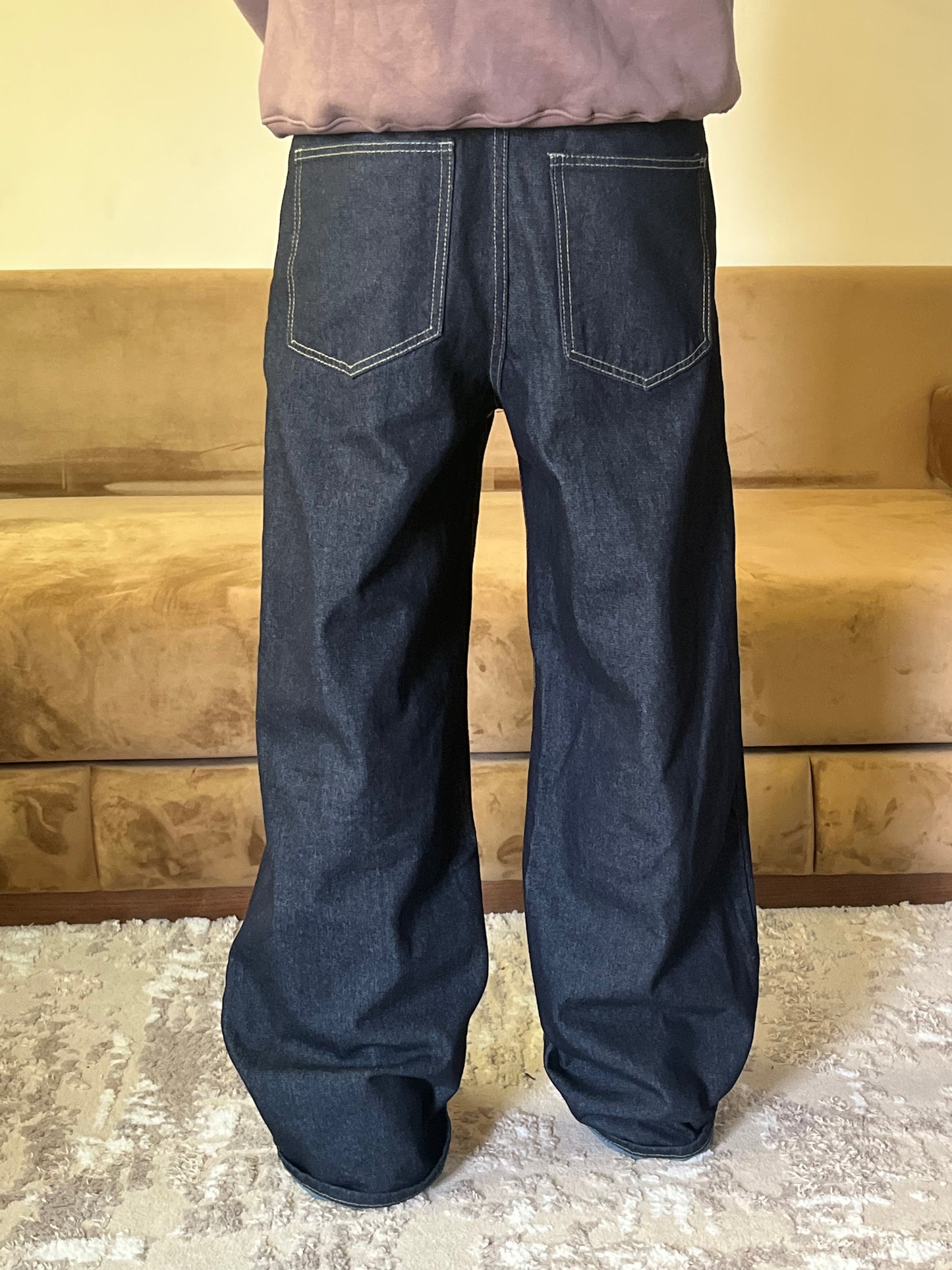 V1 raw denim baggy jeans