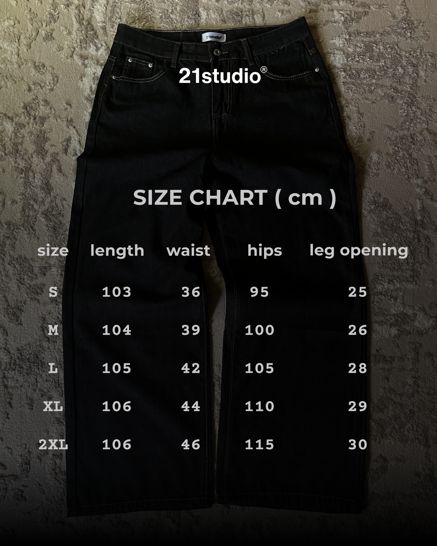 V2 black raw denim baggy jeans
